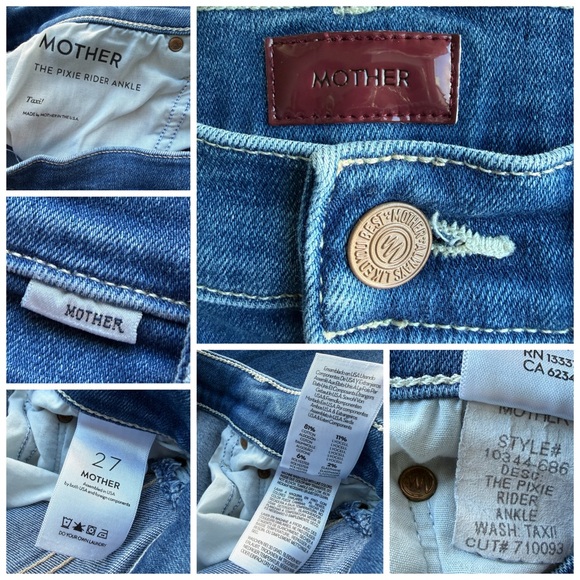 MOTHER The Pixie Rider Ankle Jean Taxi Blue Size 27 Flare NWOT High Rise - Picture 6 of 9